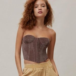 out from under replay velvet waffle corset in mauve